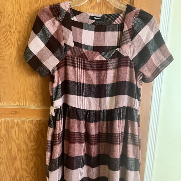 NWOT Madewell Plaid Flannel Allie Mini Dress, Sz XS - Picture 4 of 5